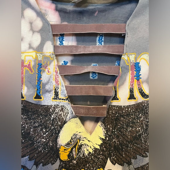 Affliction Women's American Customs Motorcycle Lace-Up Eagle T-Shirt Size Small - Picture 2 of 12